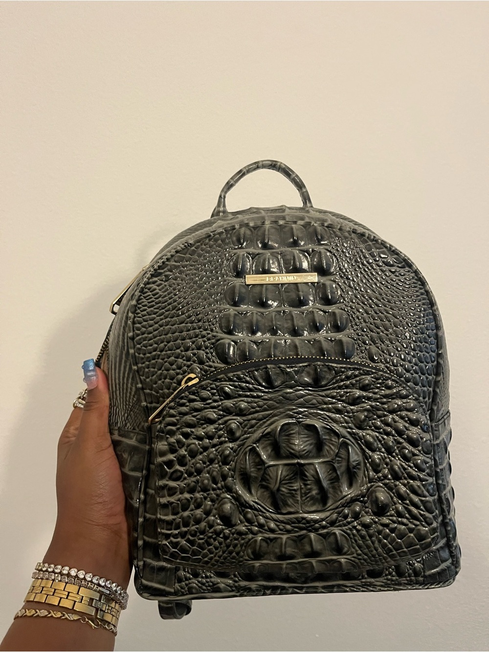 Croc-Embossed Mini Backpack - Black - Picture 5 of 6